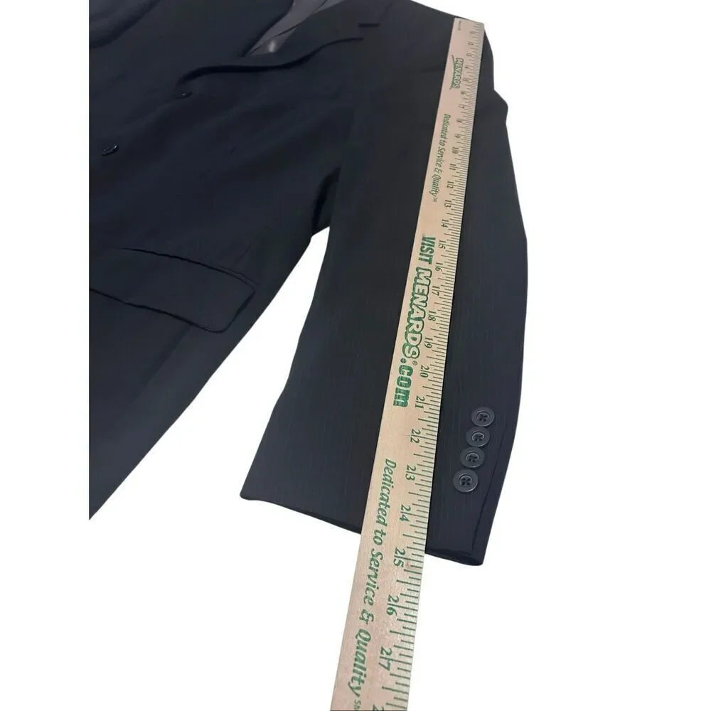 CEZANI Men's 46R 100% Wool Black Pinstripe 3-Button Suit Jacket Sport Coat Blaze